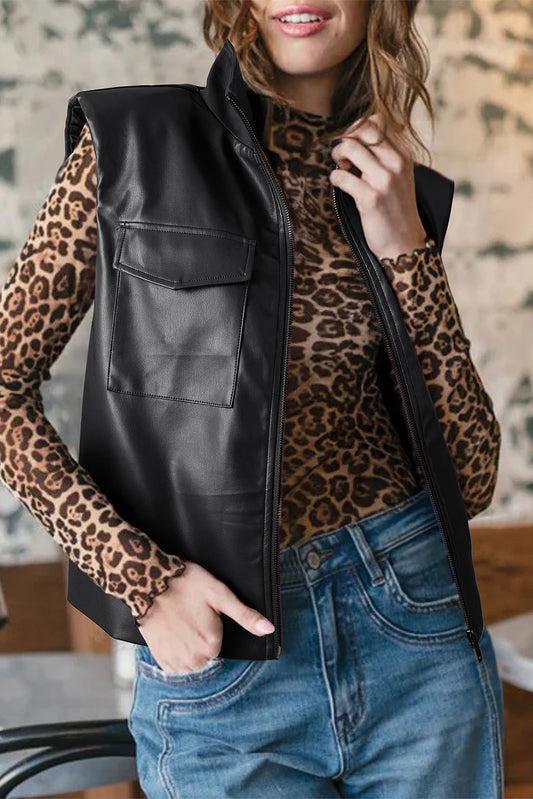 Chelsea Faux Leather Zip-Up Vest