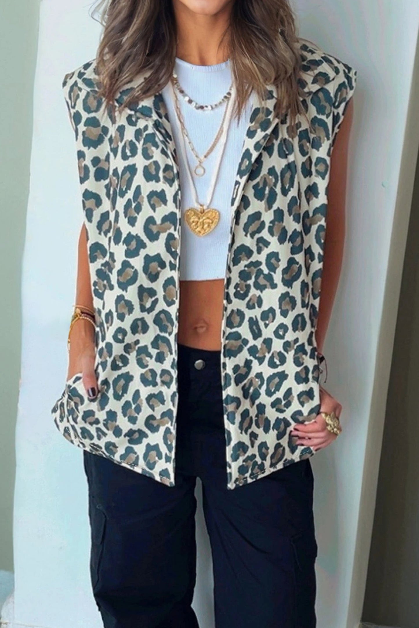Weekend Wanderer Brown Leopard Vest