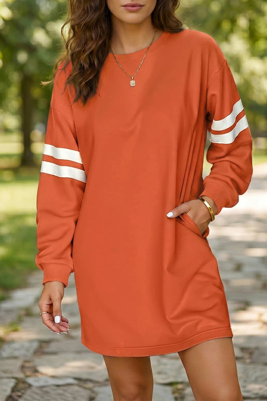 Varsity Game Day Orange Sweatshirt Short Dress