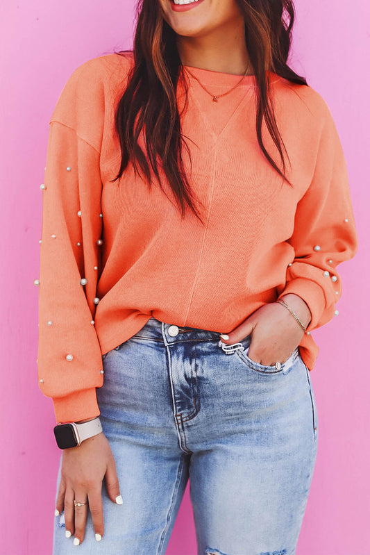 Jane Orange Pearled Sweatshirt