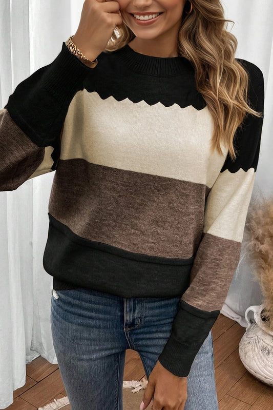 Espresso Elegance Colorblock Sweater