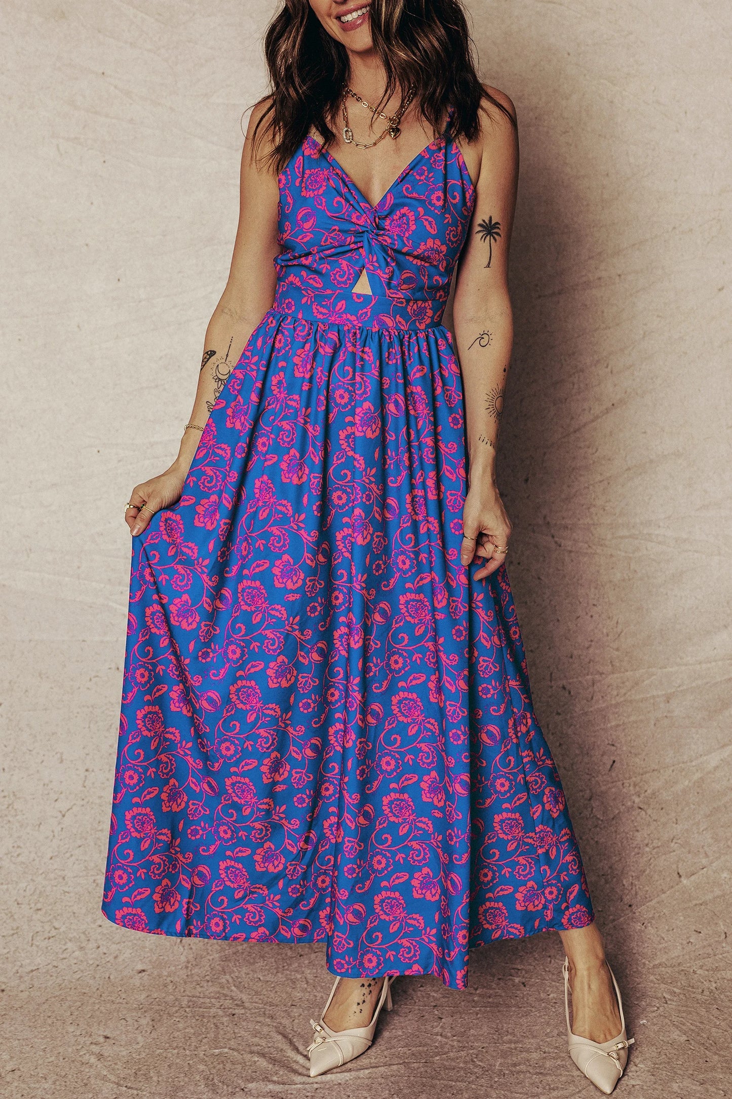 Riviera Bloom Floral Print Maxi Dress