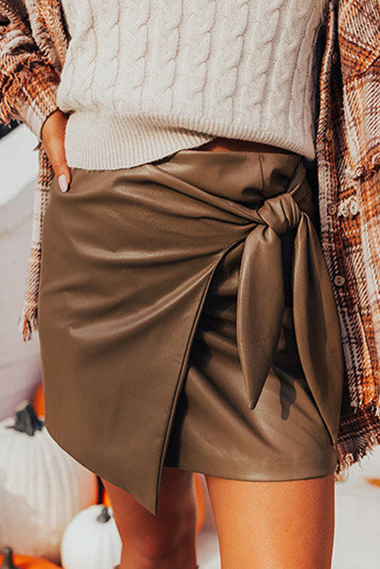 Hazelnut Faux Leather Mini Skirt