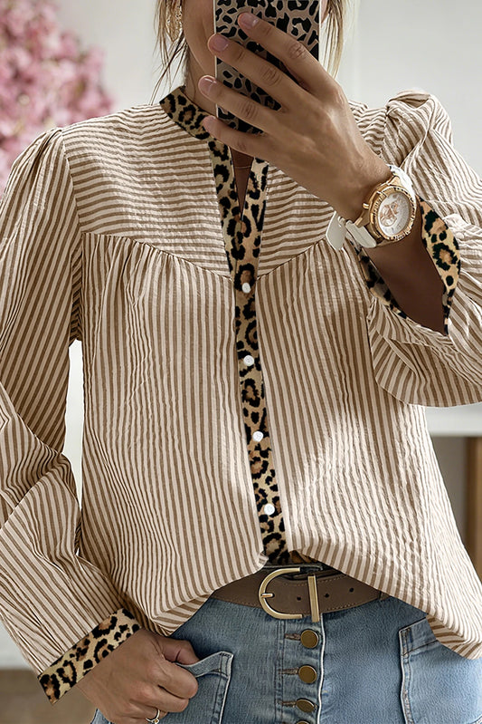 Timeless Leopard Patchwork Long Sleeve Shirt
