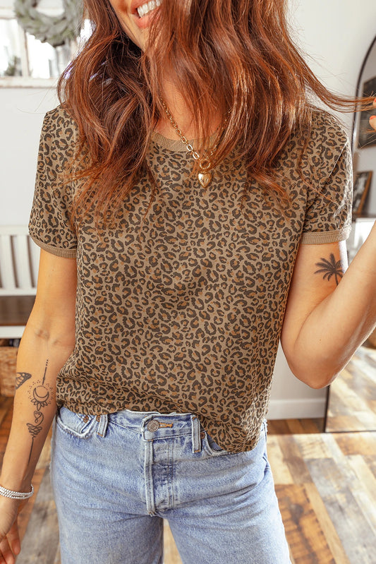 Zaria Leopard Short Sleeve Top