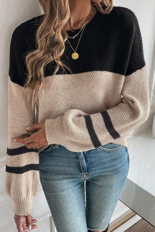 Manhattan Colorblock Knit Striped Sleeve Sweater
