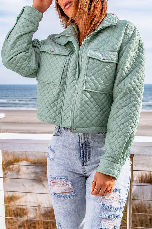 Aveloria Quilted Green Cropped Jacket