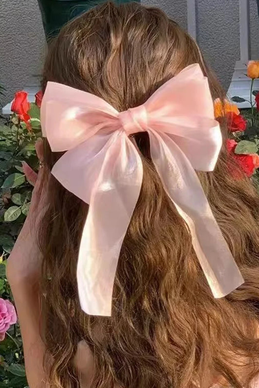 Ruddy Pink Gauze Bowknot Hair Clip