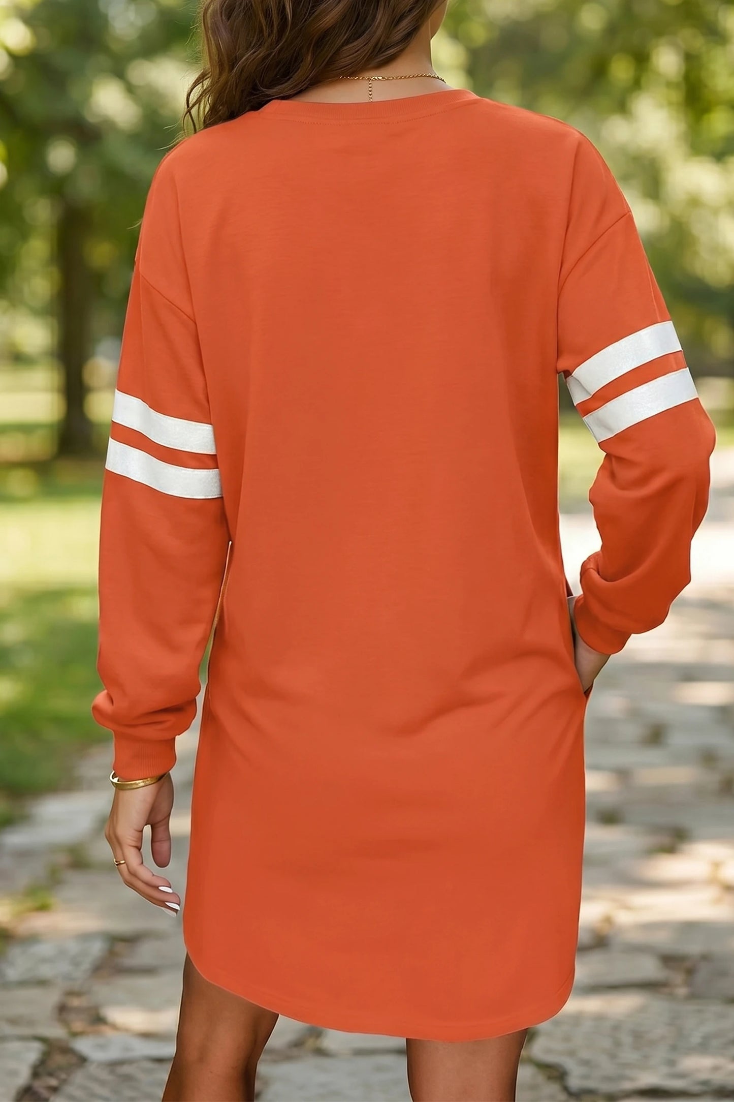 Varsity Game Day Orange Sweatshirt Short Dress