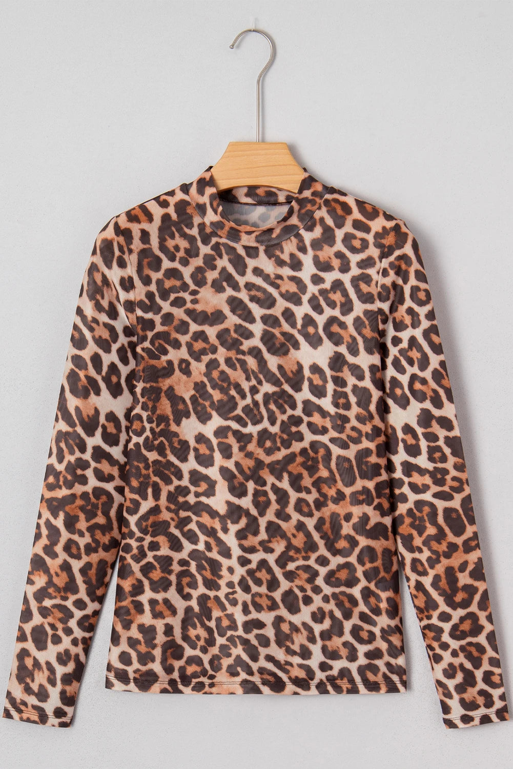 Signature Brown Leopard Mesh Long Sleeve Top