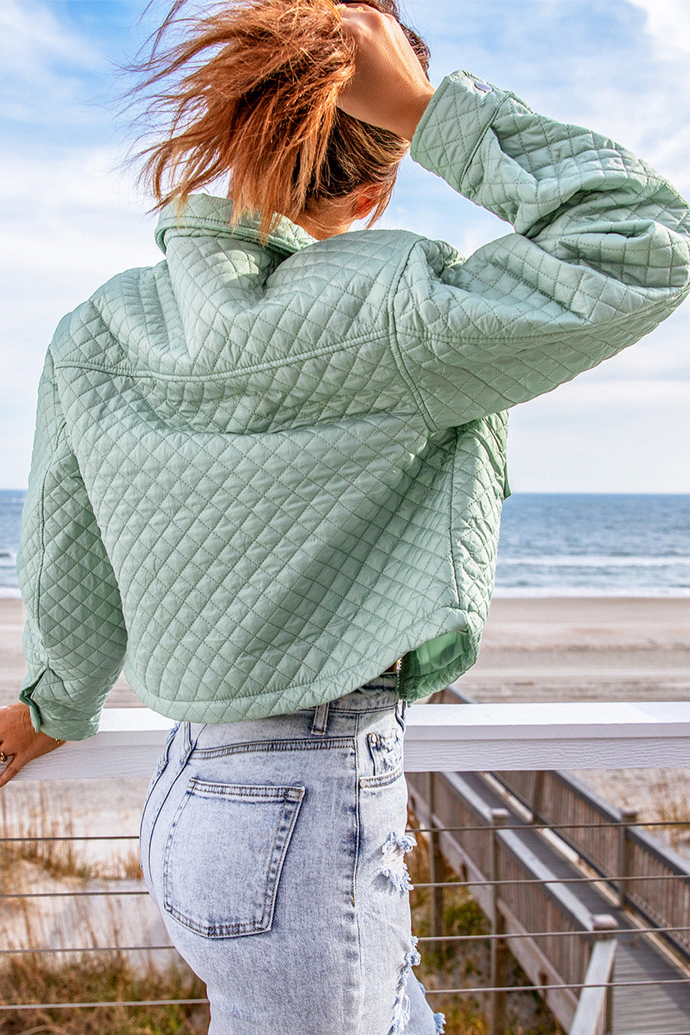 Aveloria Quilted Green Cropped Jacket