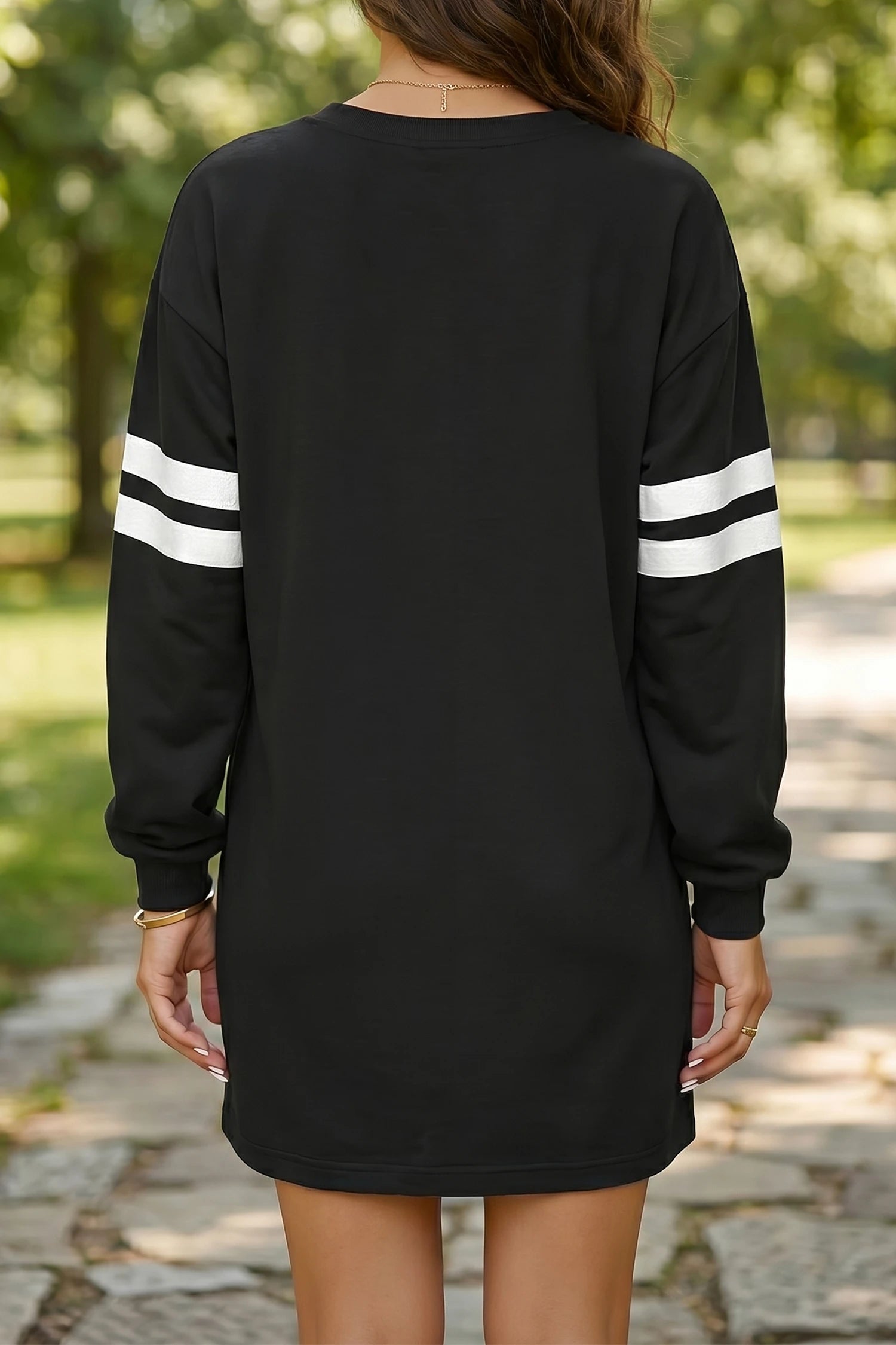 Varsity Game Day Black Sweatshirt Short Dress