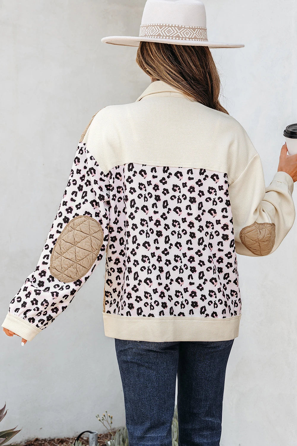 Rustic Charm Leopard Waffle Quilted Jacket