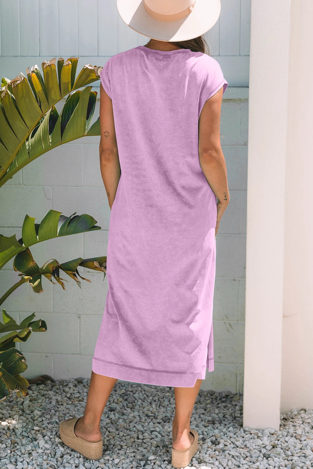Harbour Lilac Wash Pocketed T-Shirt Midi Dress