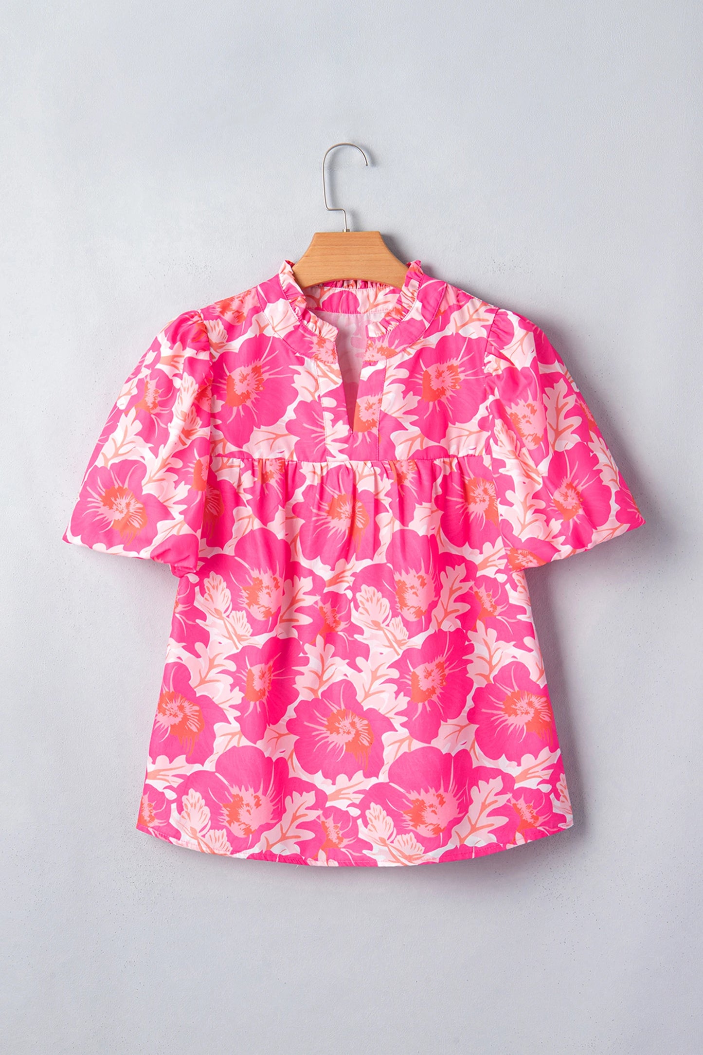 Bright Days Pink Bubble Sleeve Blouse