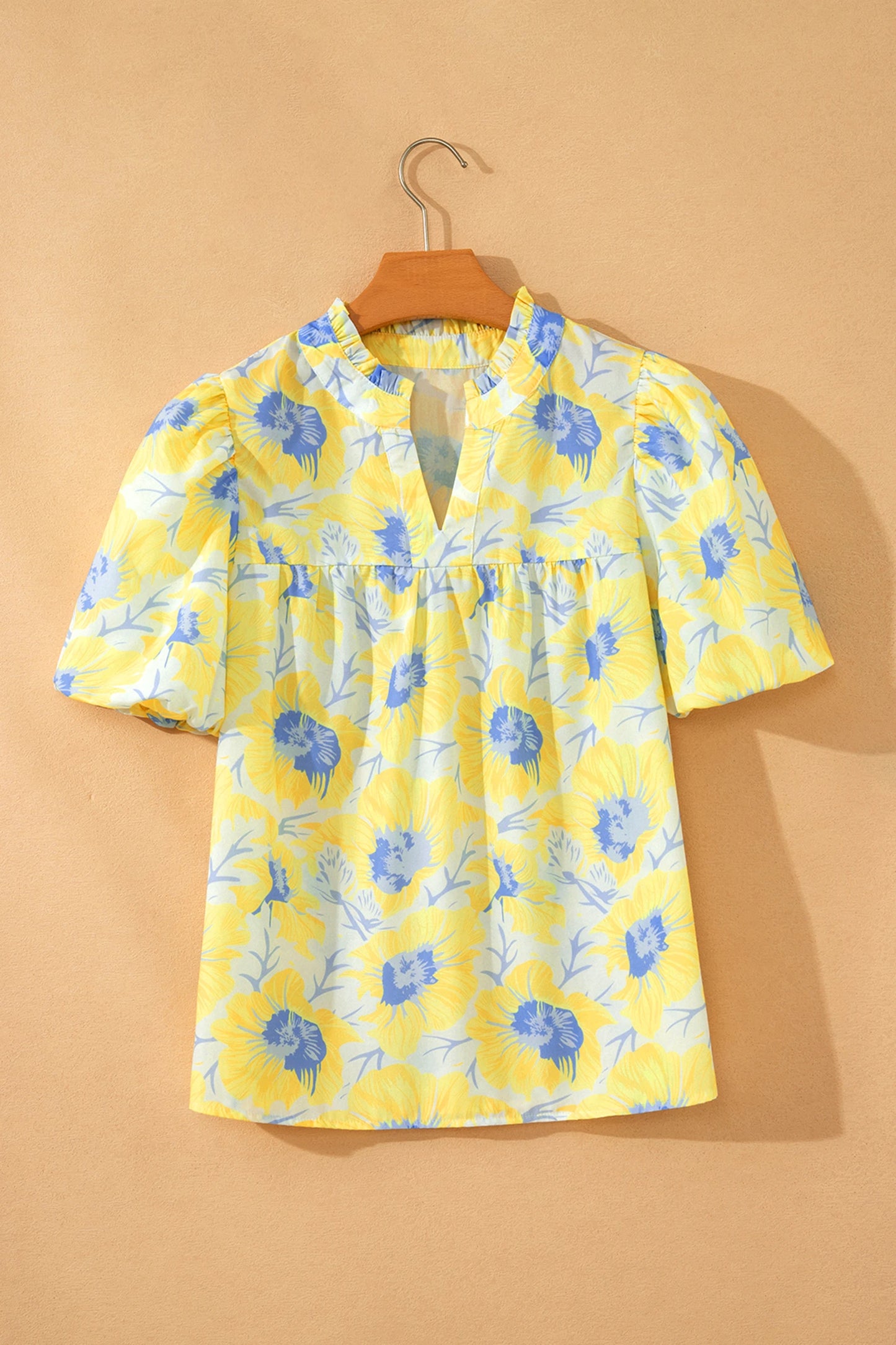 Bright Days Yellow Bubble Sleeve Blouse