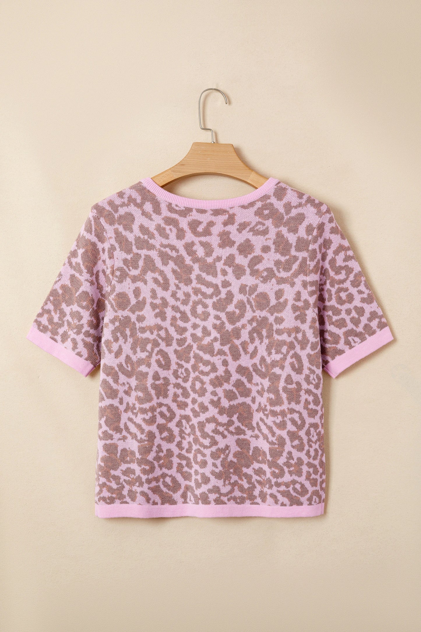 Grace Pink Leopard Short Sleeve Sweater