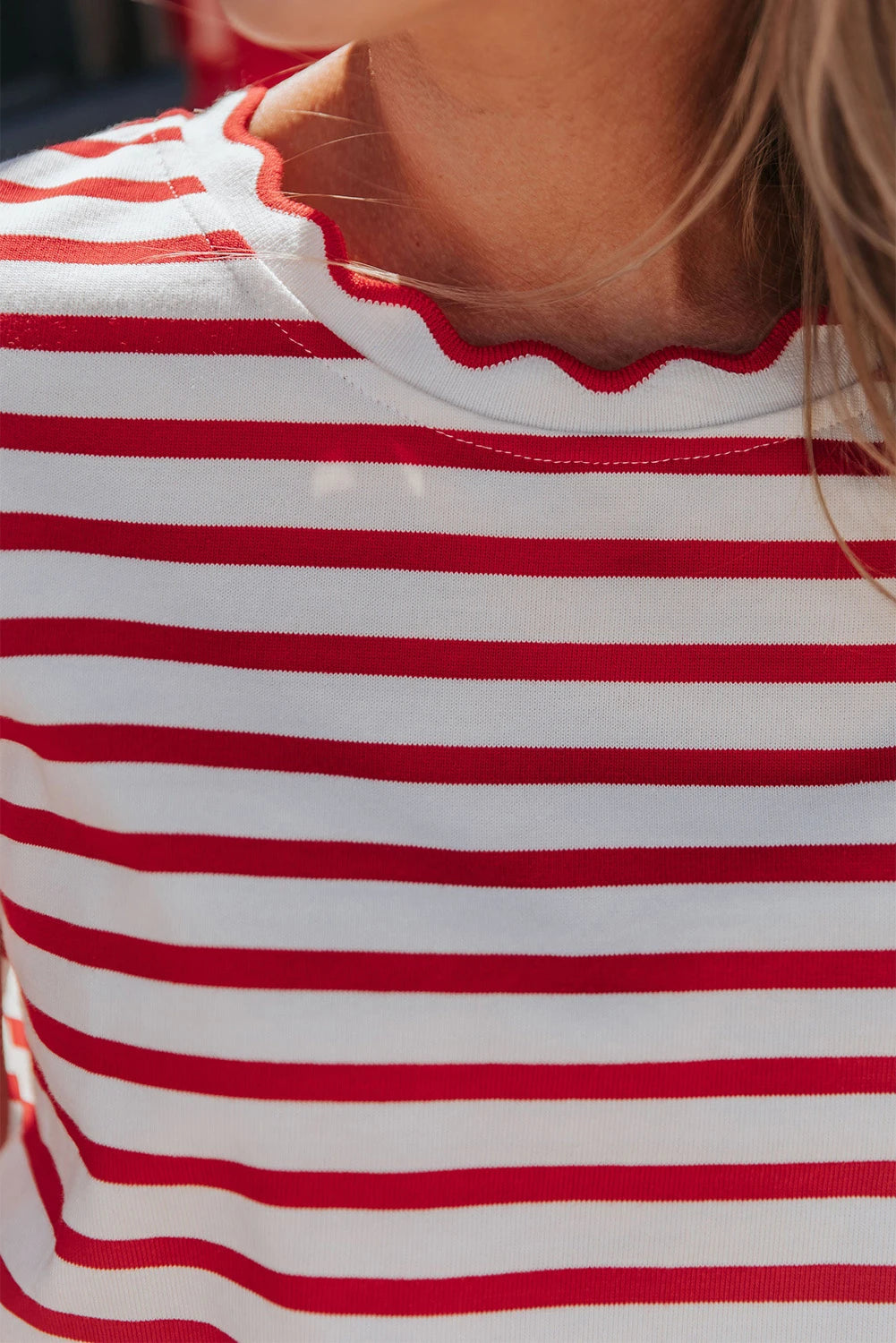 Strawberry Scalloped Trim Top