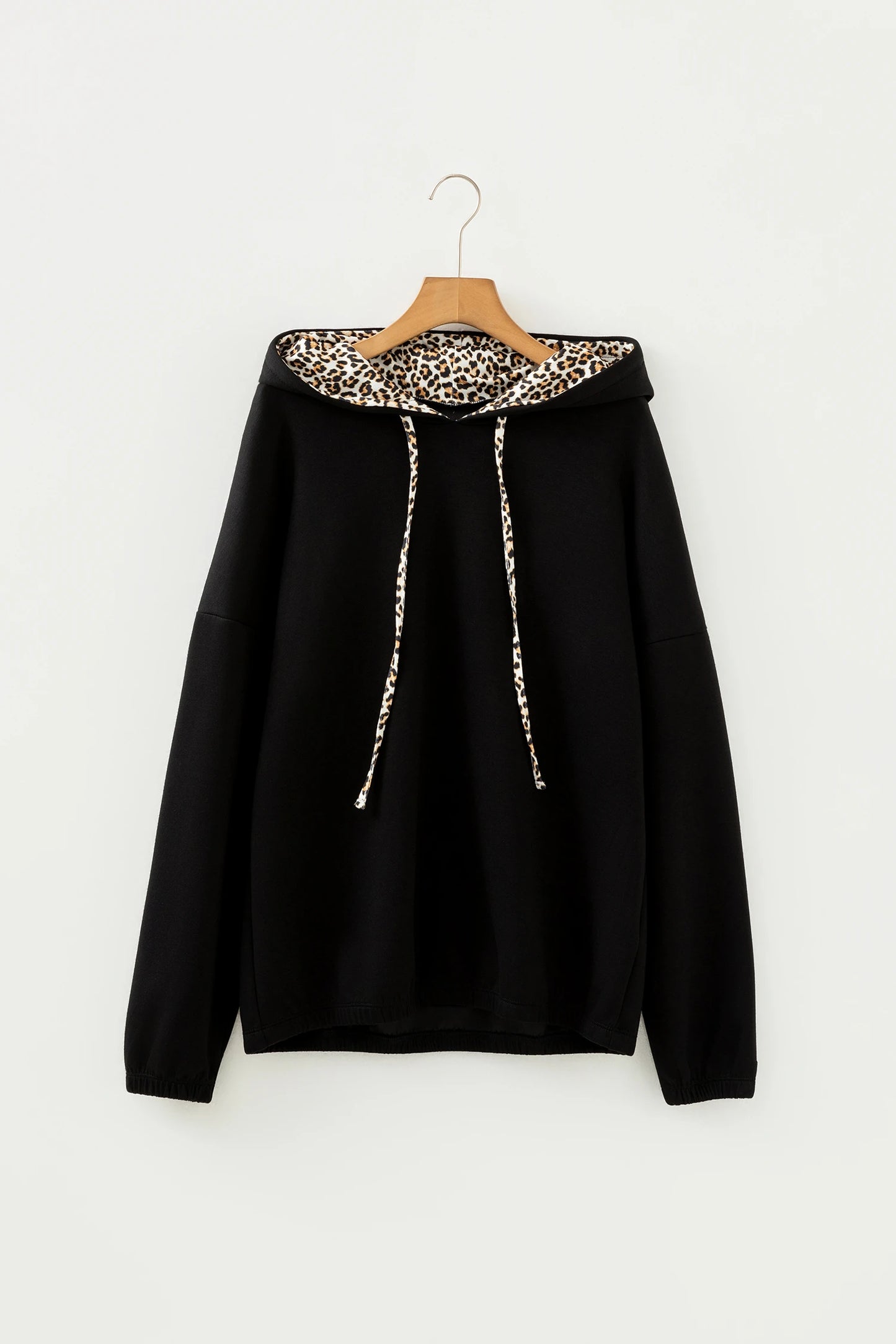 Sienna Leopard Drawstring Black Hoodie