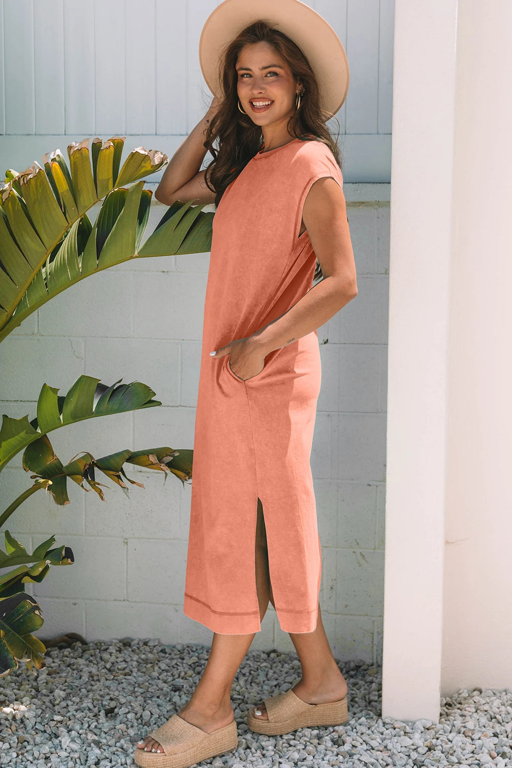 Harbour Carrot Wash Pocketed T-Shirt Midi Dress