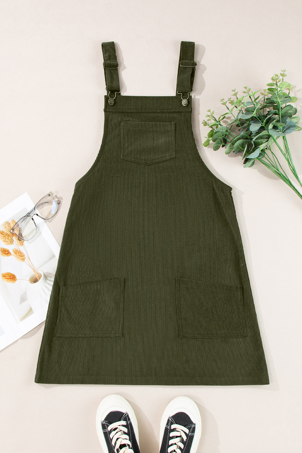 olive green dungaree dress Cotton Dungaree Dress