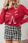 Luna Bow Detail Red Sweater