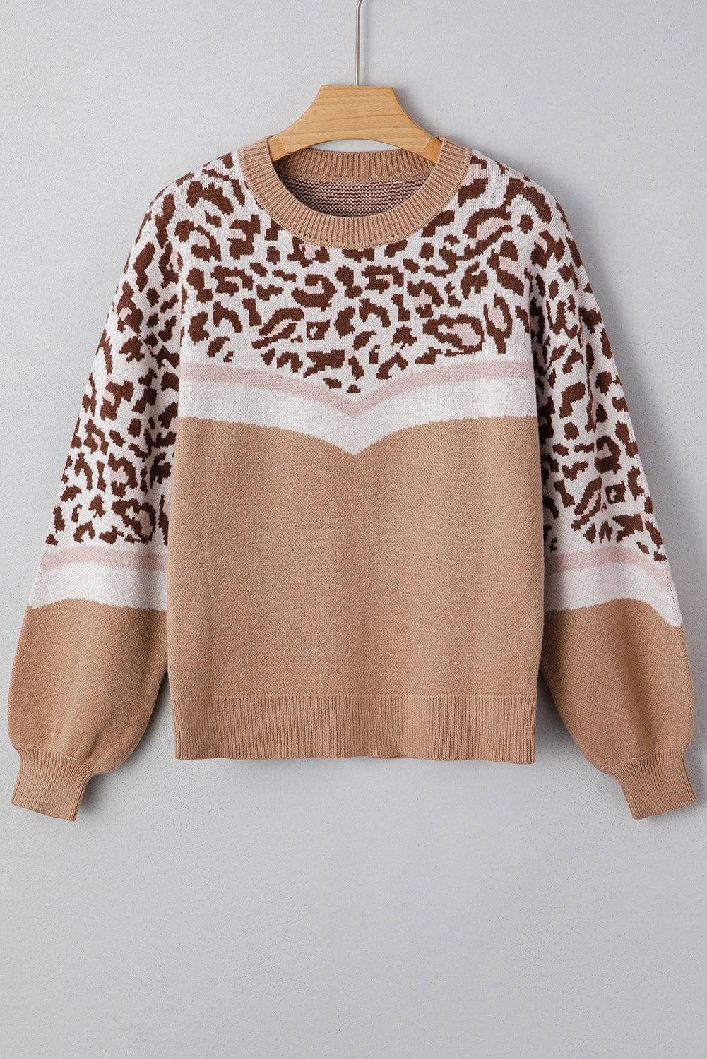 Dessert Leopard Color Block Knit Sweater