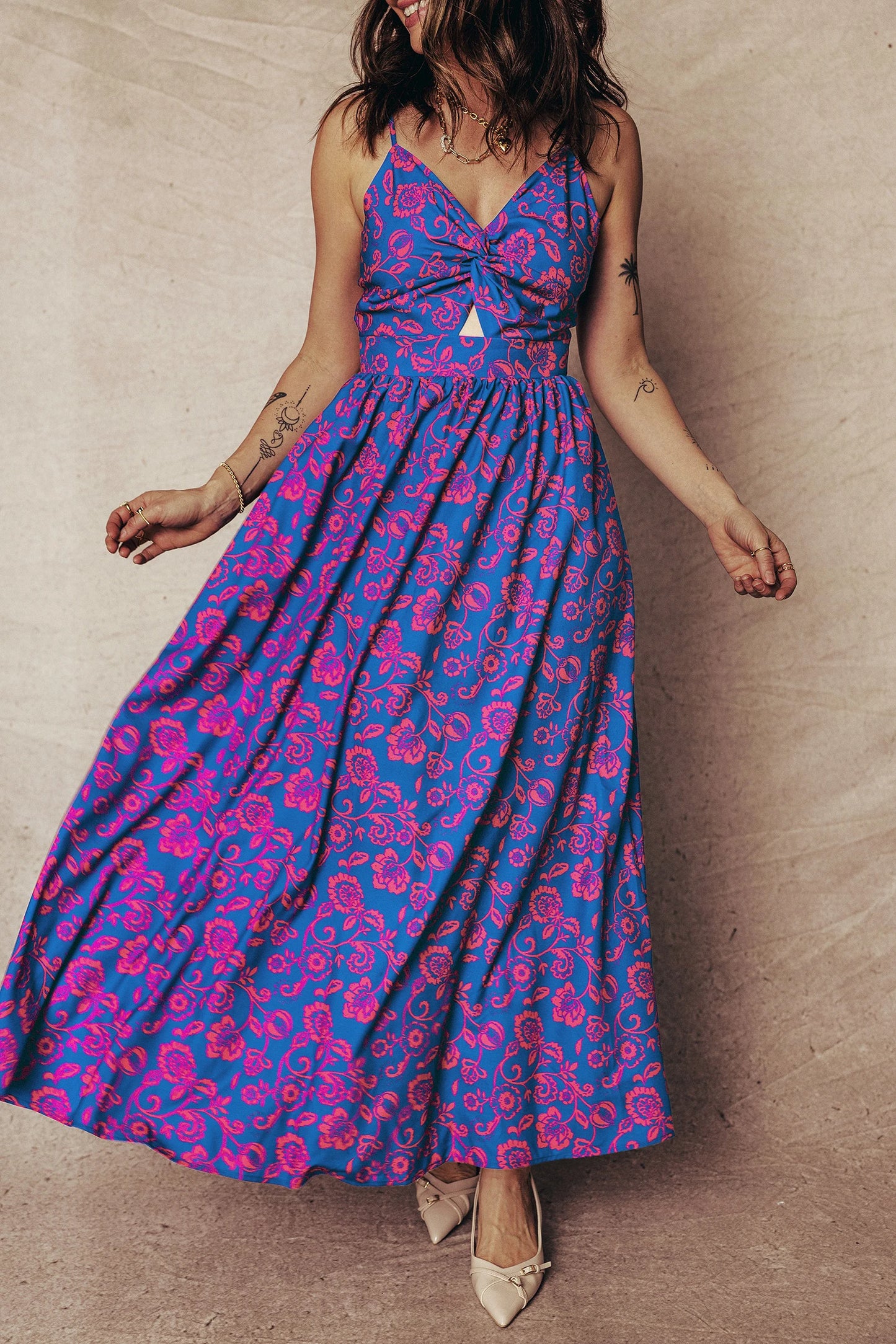 Riviera Bloom Floral Print Maxi Dress
