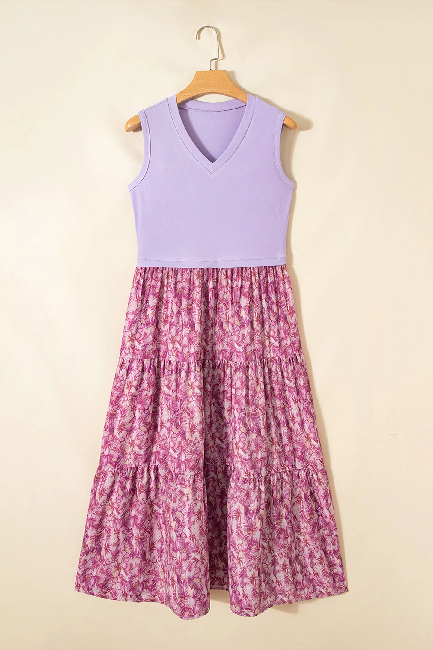 Athena Purple Lounge V-Neck Tank Floral Maxi Dress
