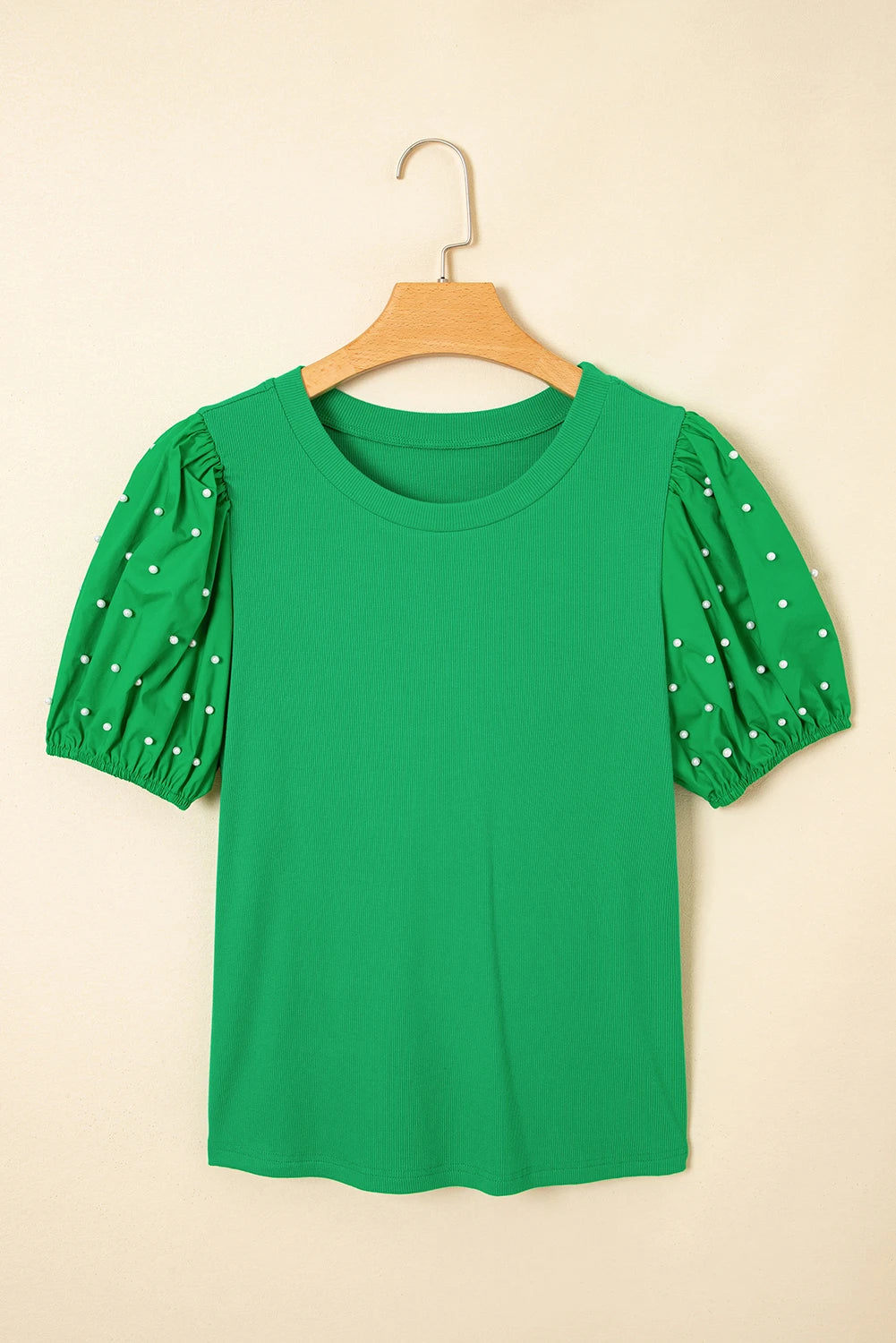 Phoebe Pearl Sleeve Green Top