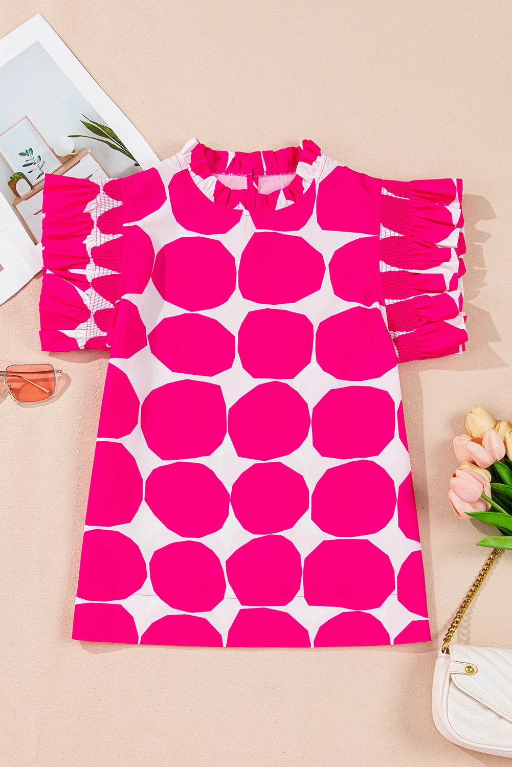 Madeline Pink Flutter Sleeve Top