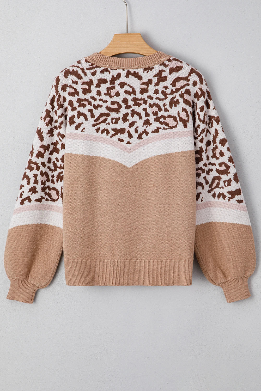 Dessert Leopard Color Block Knit Sweater