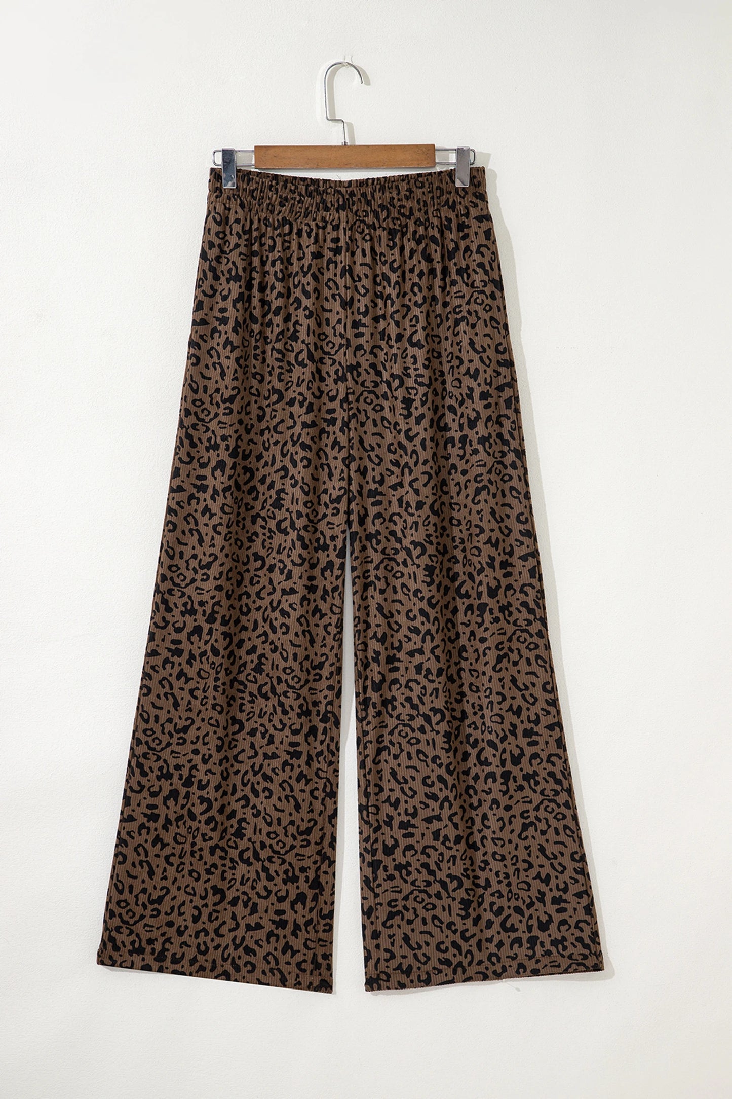 Palazzo Leopard Print High Waist Corduroy Pants