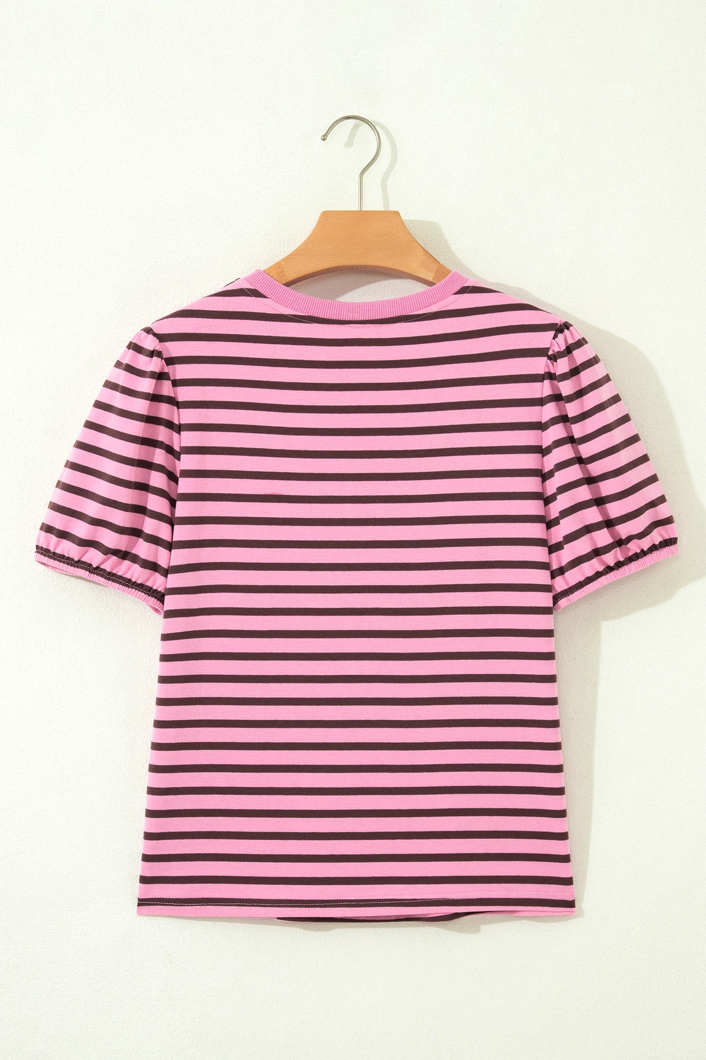 Pink Macaron Stripe V-neck Top