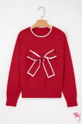 Luna Bow Detail Red Sweater