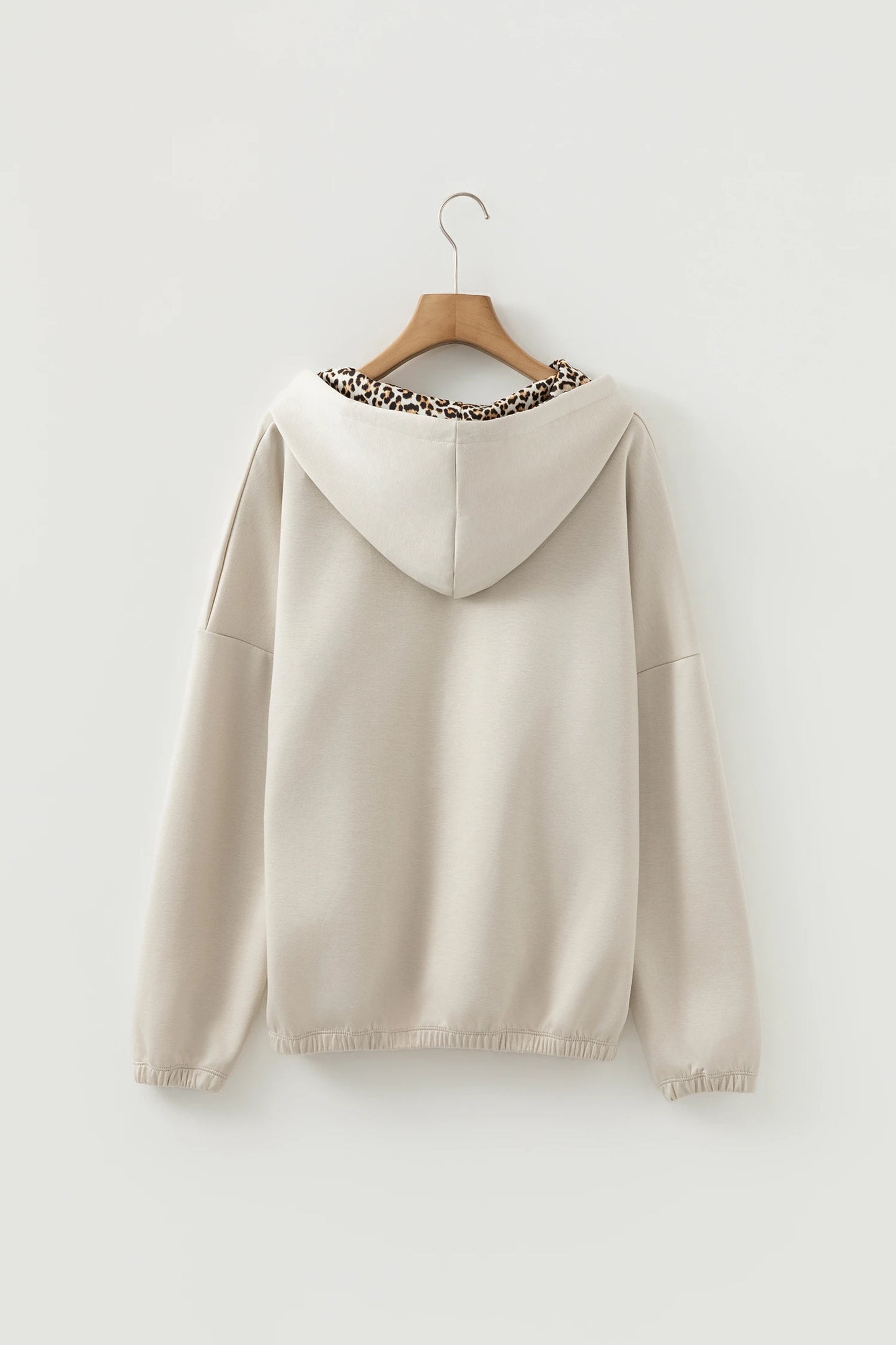 Sienna Leopard Drawstring Soft Beige Hoodie