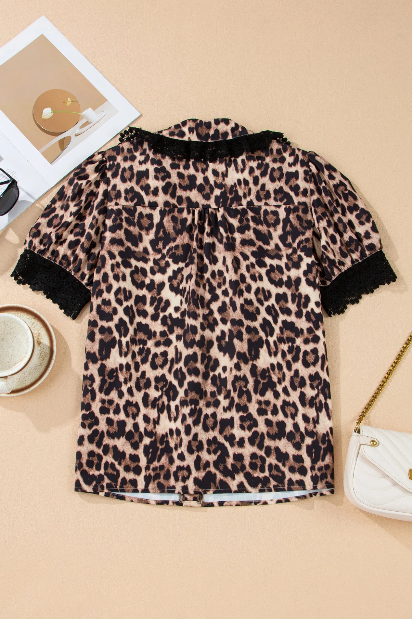 Wild Elegance Leopard Print Short Sleeve Shirt