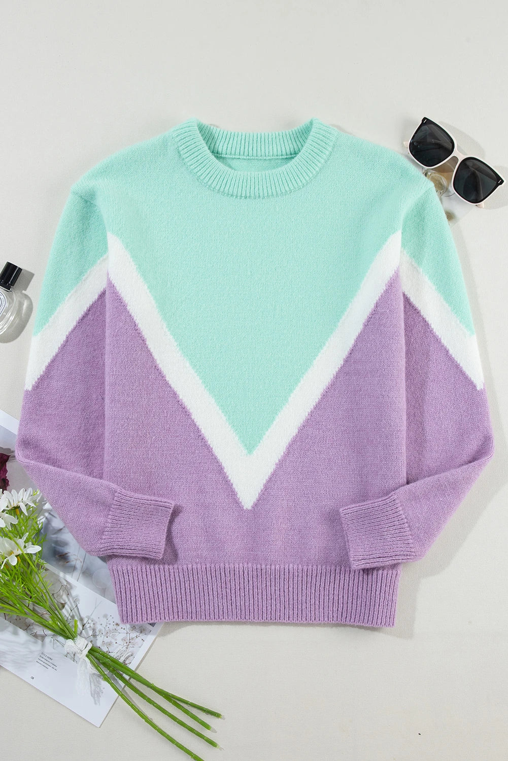 Sugar Plum Chevron Colorblock Sweater