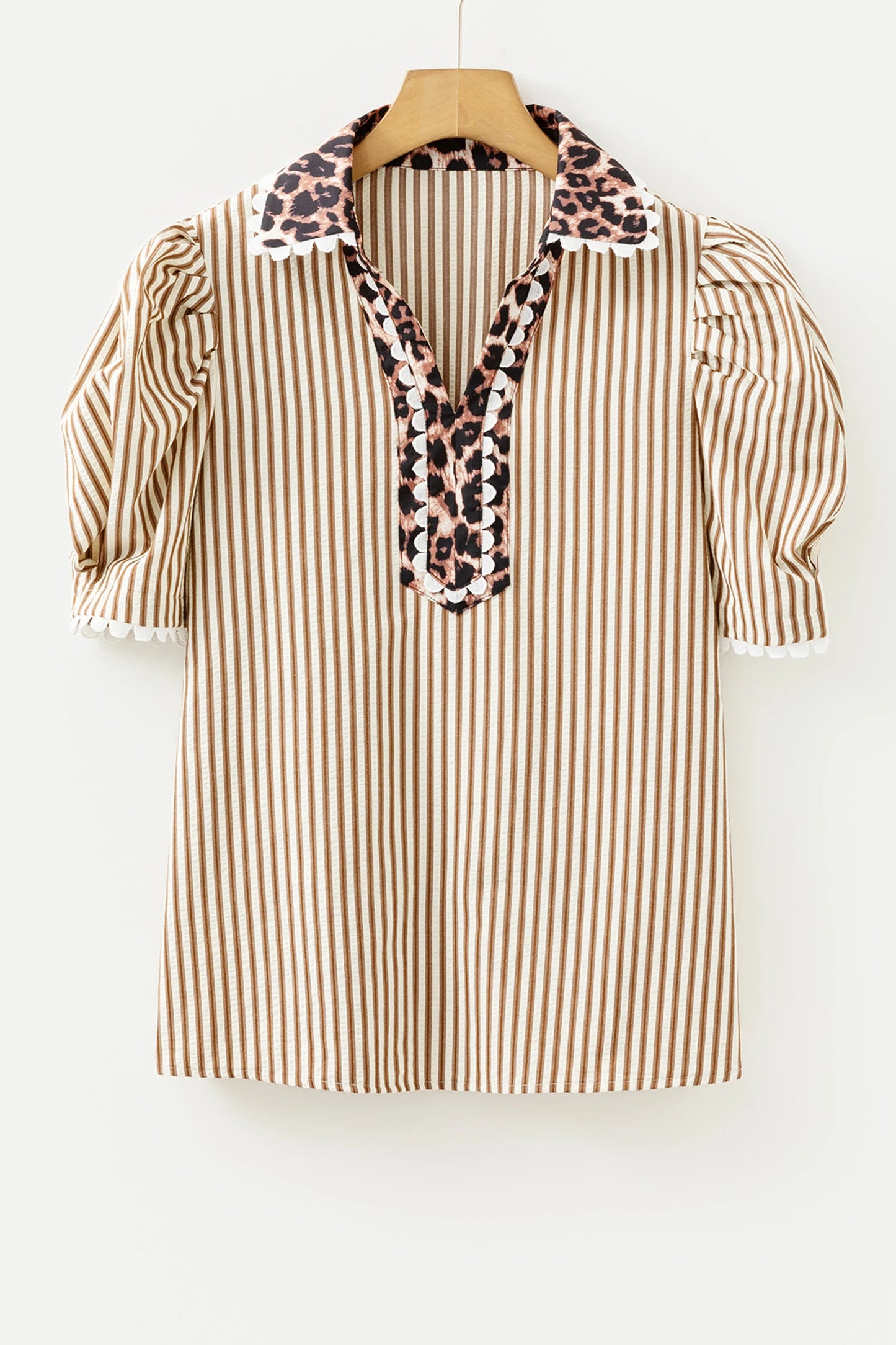 Brown Horizon Short Puff Sleeve Blouse