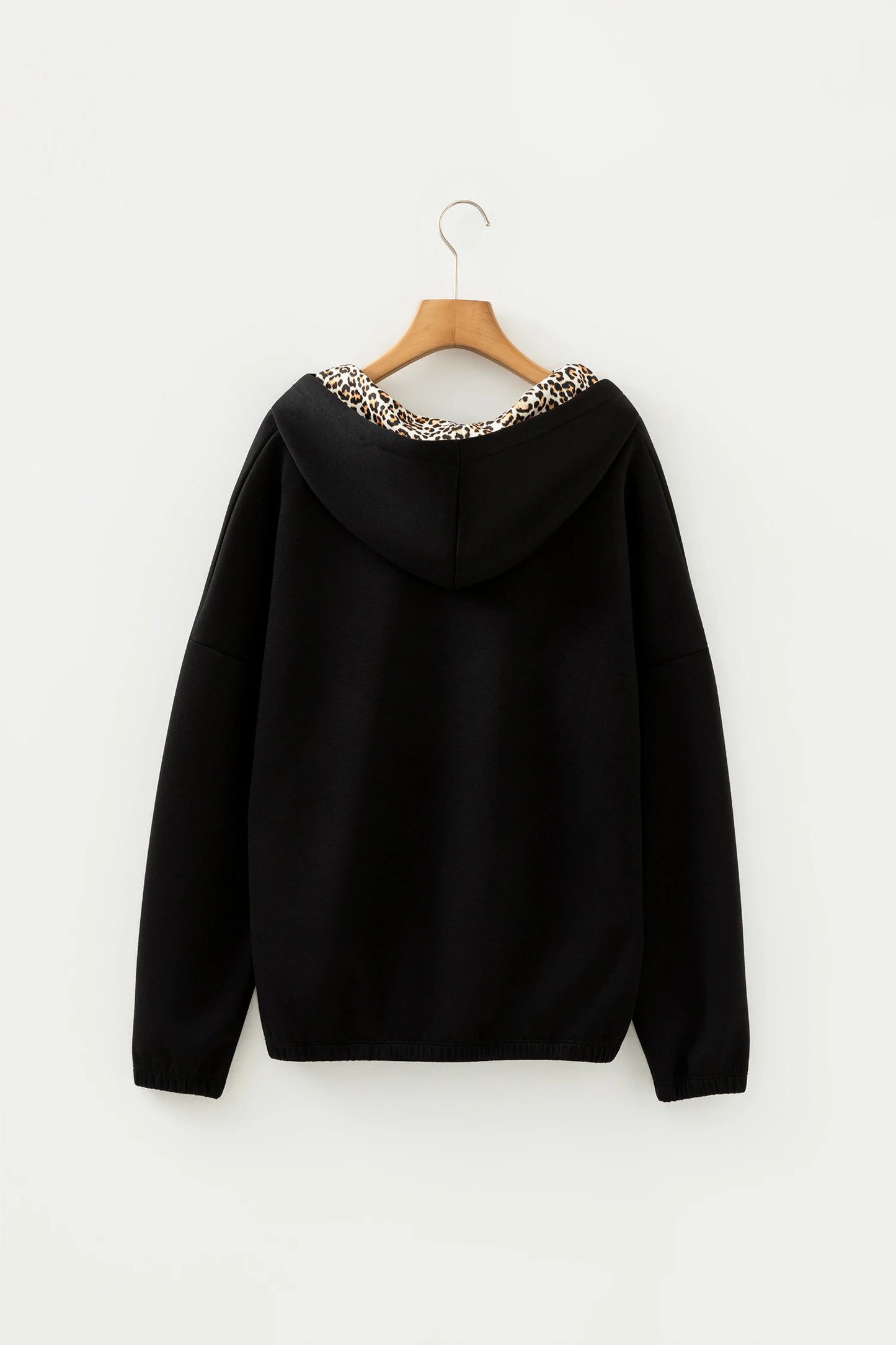 Sienna Leopard Drawstring Black Hoodie