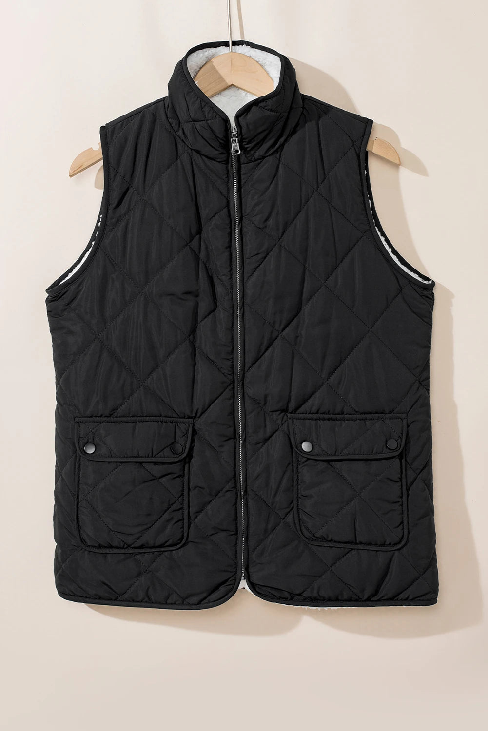 Cozy Cabin Fleece Lined Quilted Black Vest
