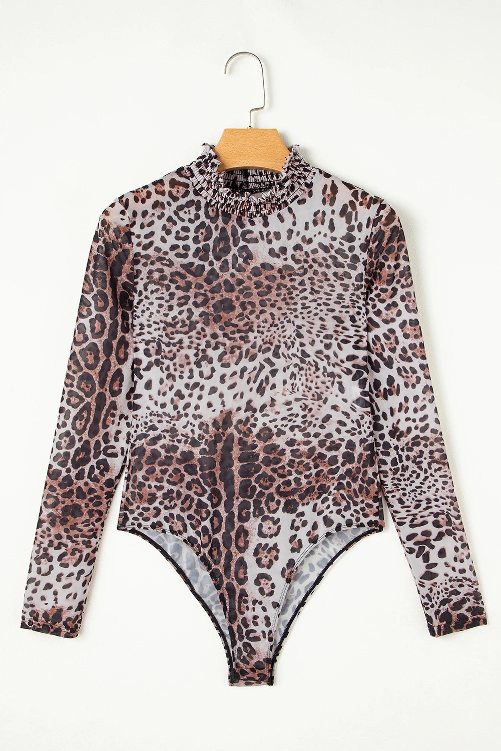 Untamed Elegance Leopard Mesh Long Sleeve Bodysuit