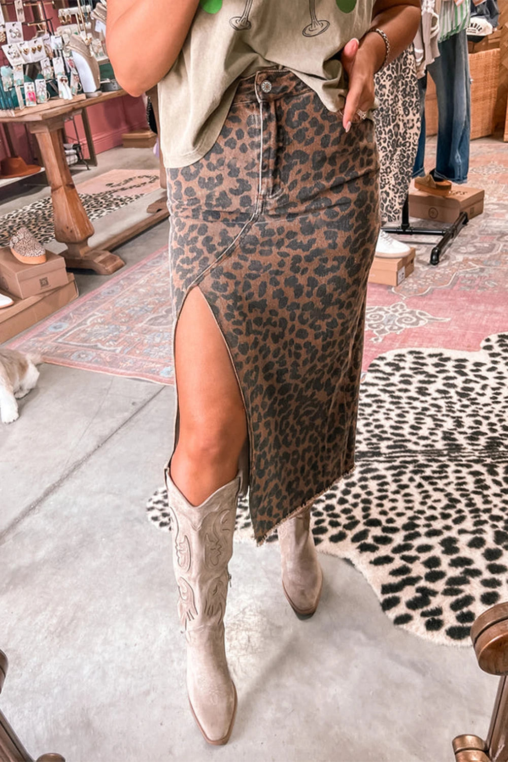 Piper Leopard Midi Skirt