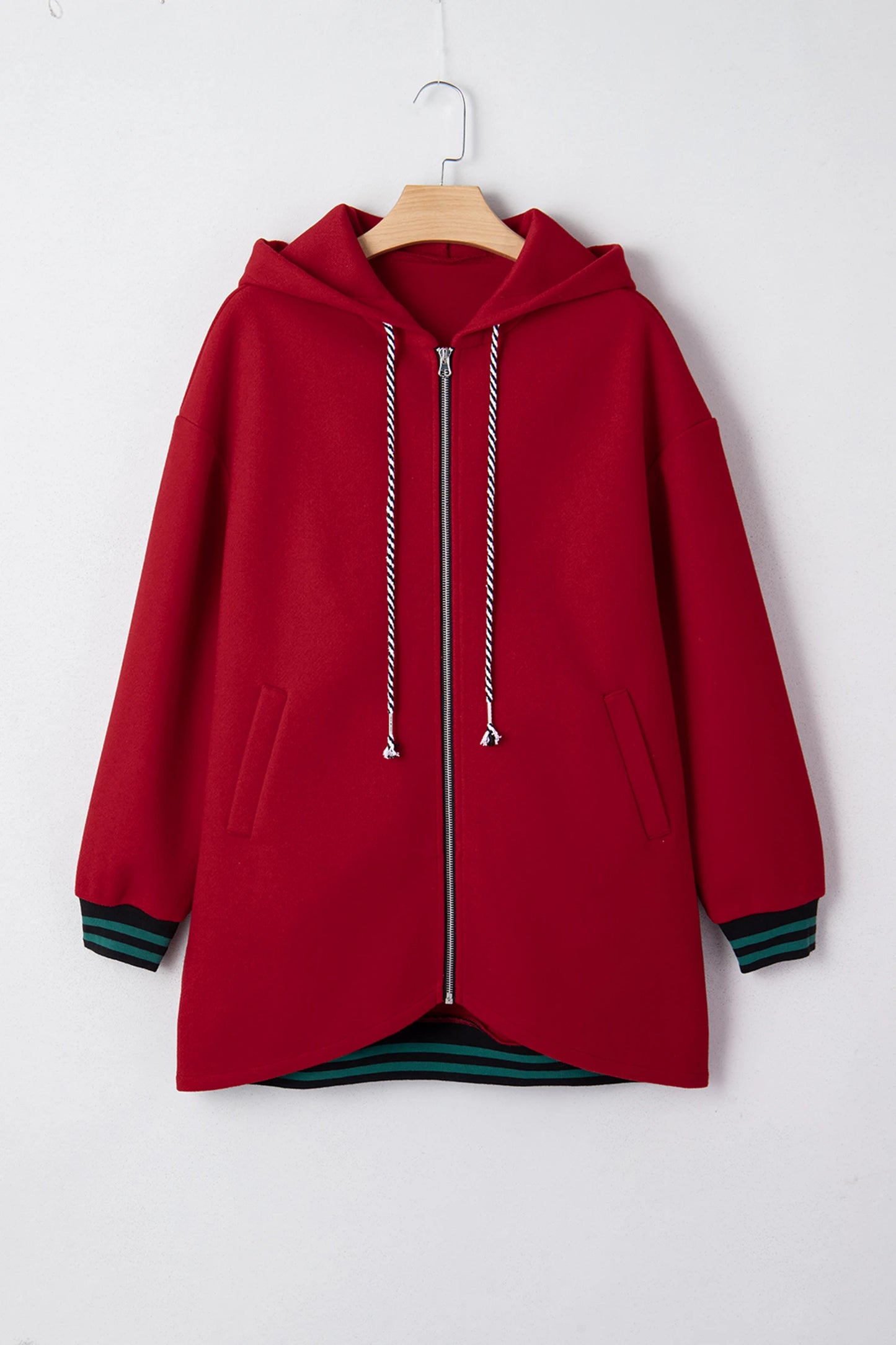 Cherry Bliss Zip up Tunic Red Hoodie