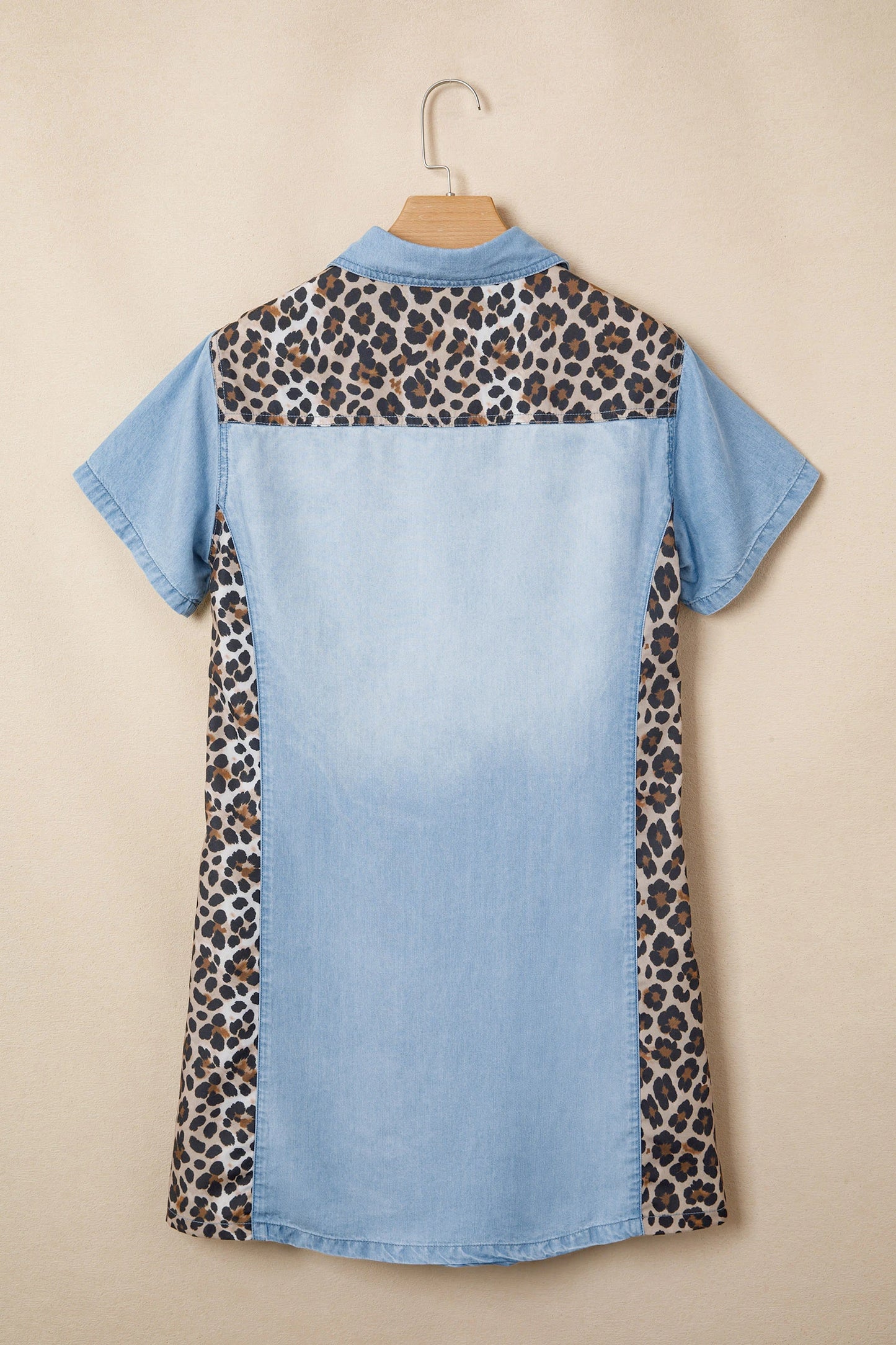 Dakota Leopard Patchwork Denim Short Dress