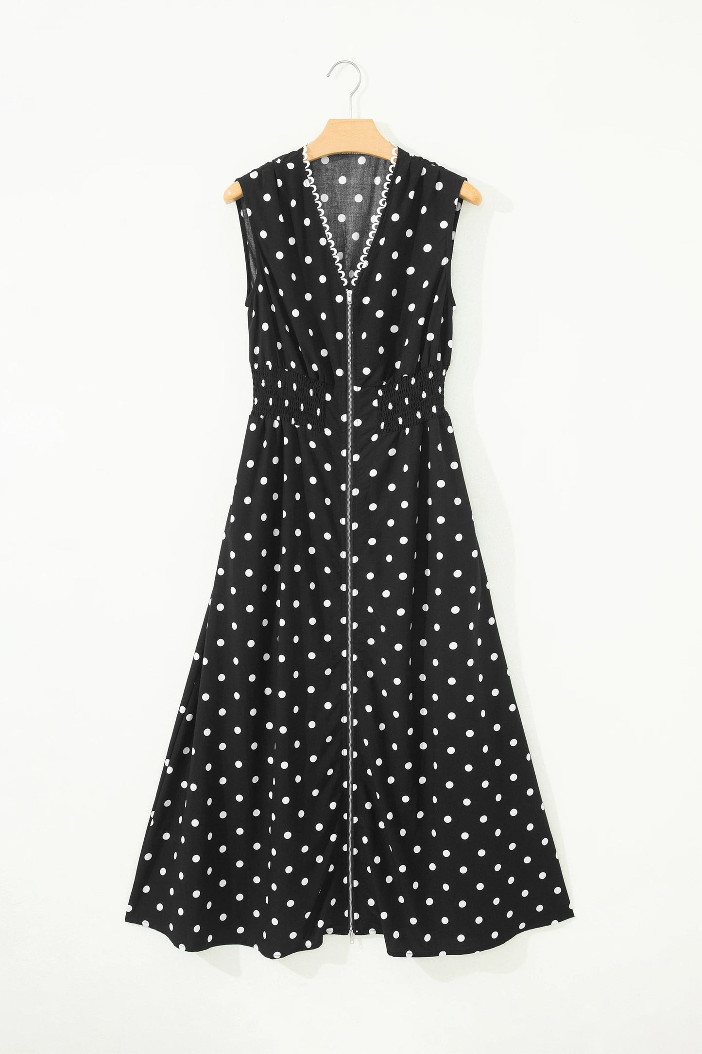Vintage Grace Black Polka Dot Sleeveless Maxi Dress