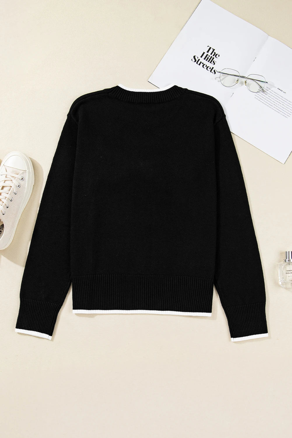 Luna Bow Detail Black Sweater