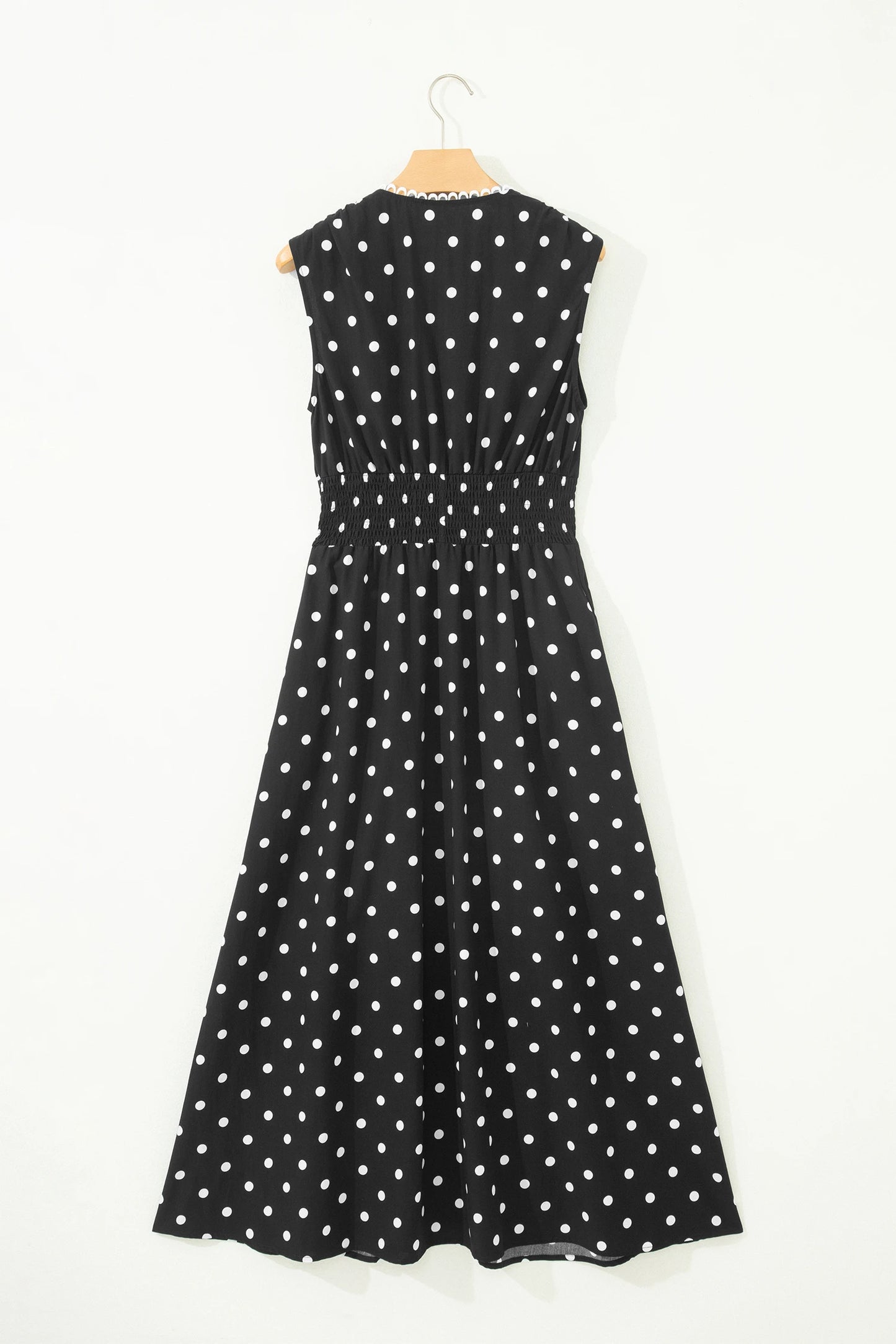 Vintage Grace Black Polka Dot Sleeveless Maxi Dress