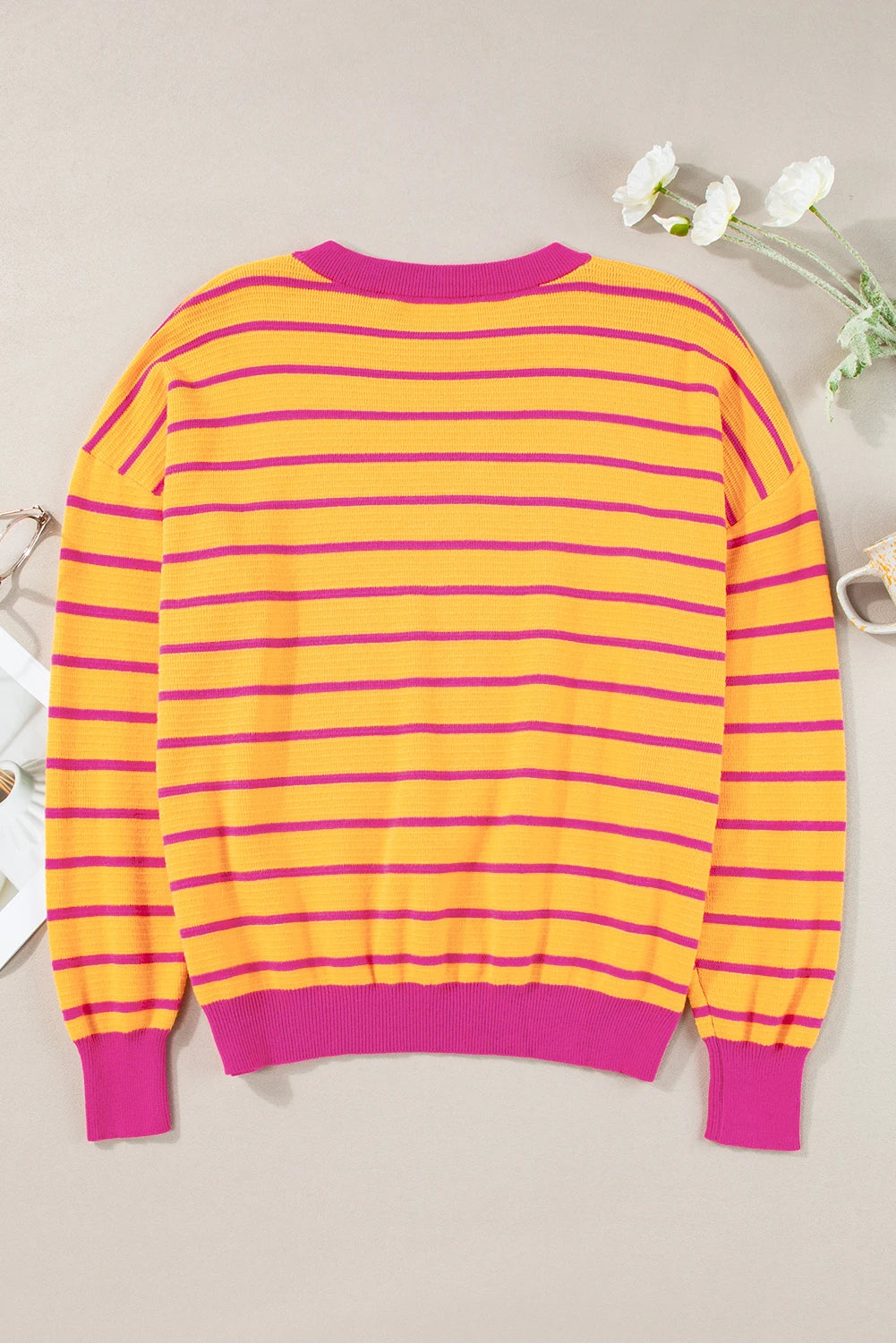 Summer Sorbet Trimmed Round Neck Sweater