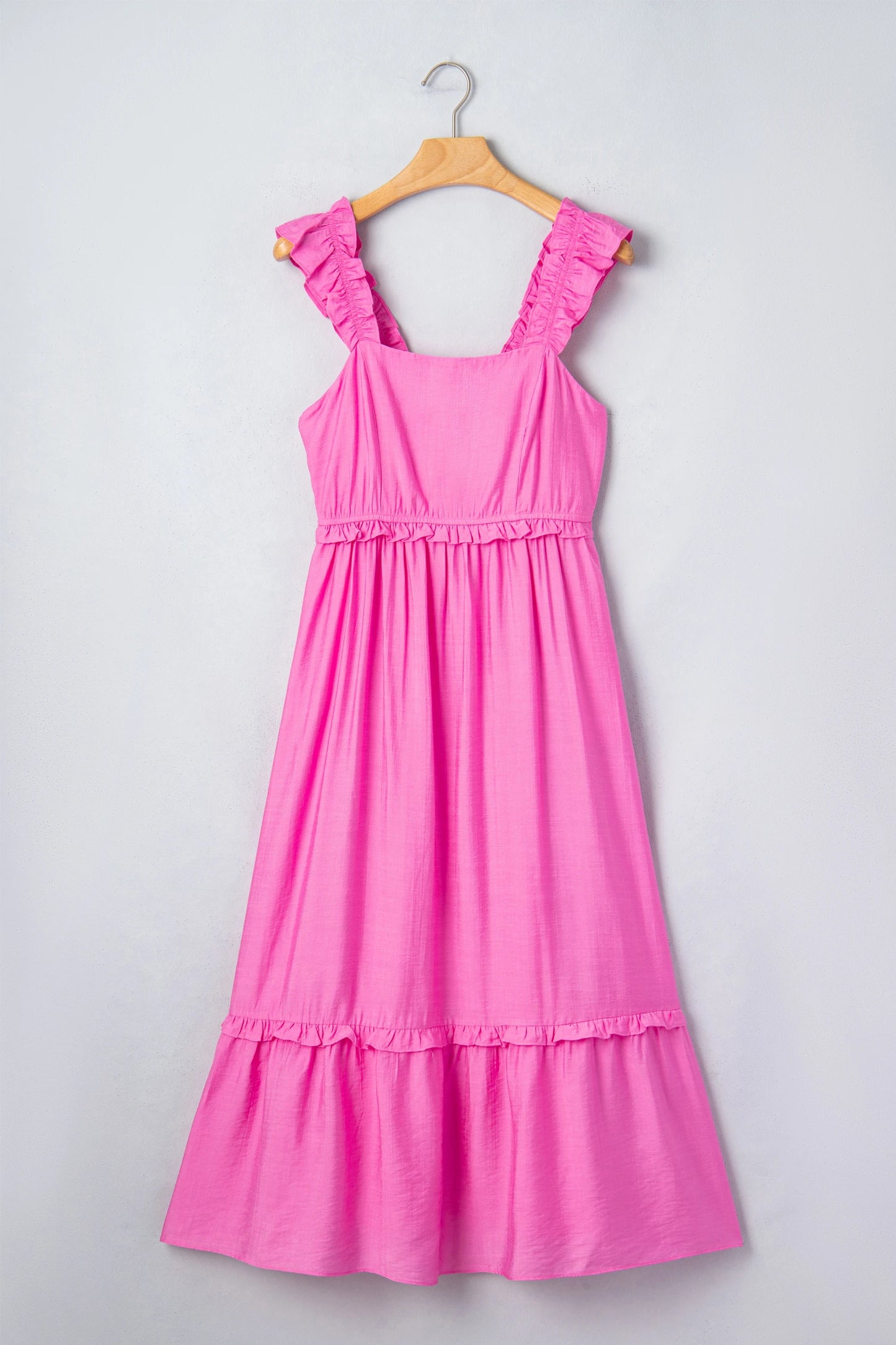 Candy Coast Ruffle Trim High Waist Sleeveless Maxi Dress